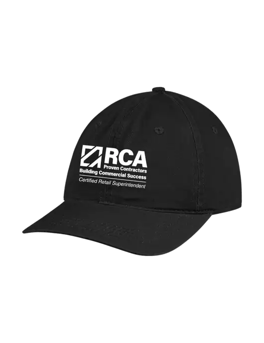 Garment Washed Unstructured Twill Black Cap w/RCA Superintendent Logo