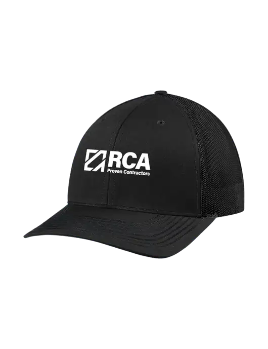 Richardson Adjustable Snapback Original 112 Trucker Cap Black w/Black Mesh w/RCA Logo