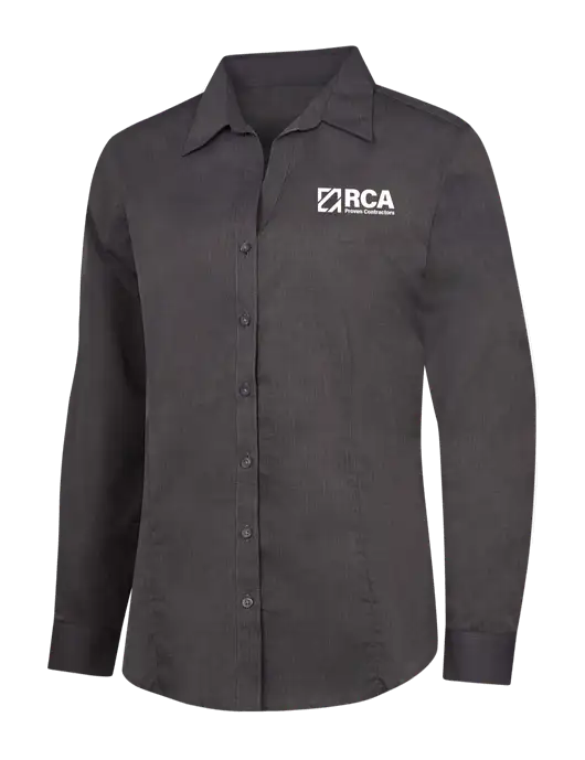 Womens Soft Black Crosshatch Easy Care Shirt w/RCA Logo