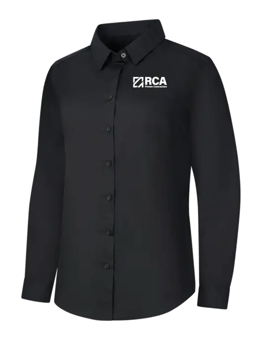 Womens Black Long Sleeve Carefree Poplin Shirt w/RCA Logo