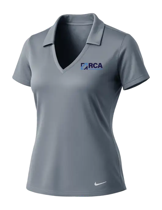 NIKE Medium Grey Womens Dri-Fit Vertical Mesh Polo w/RCA Logo