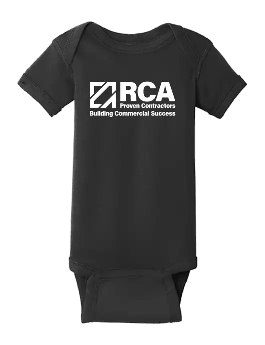 Rabbit Skins Black Infant Short Sleeve Baby Rib Bodysuit w/RCA Building Commercial Success Logo