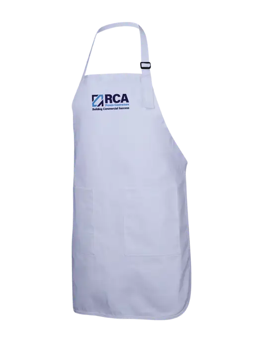 Full-Length White Apron With Pockets w/RCA Building Commercial Success Logo