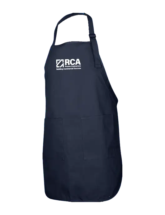 Full-Length Navy Apron With Pockets w/RCA Building Commercial Success Logo