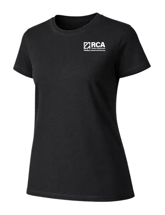 Womens Ring Spun Jet Black 4.5 oz T-Shirt w/RCA Building Commercial Success Logo