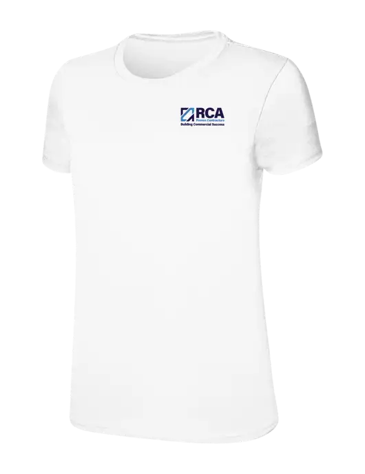 Womens Ring Spun White 4.5 oz T-Shirt w/RCA Building Commercial Success Logo