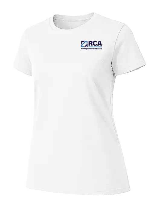 Womens Ring Spun White 4.5 oz T-Shirt w/RCA Building Commercial Success Logo