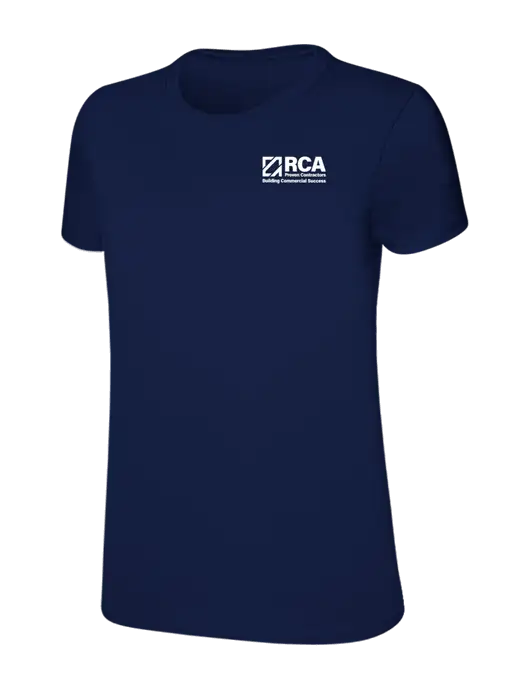 Womens Ring Spun Navy 4.5 oz T-Shirt w/RCA Building Commercial Success Logo