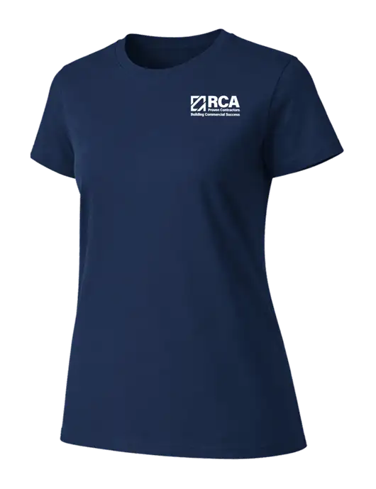 Womens Ring Spun Navy 4.5 oz T-Shirt w/RCA Building Commercial Success Logo