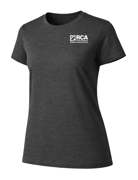 Womens Ring Spun Dark Heather Grey 4.5 oz T-Shirt w/RCA Building Commercial Success Logo