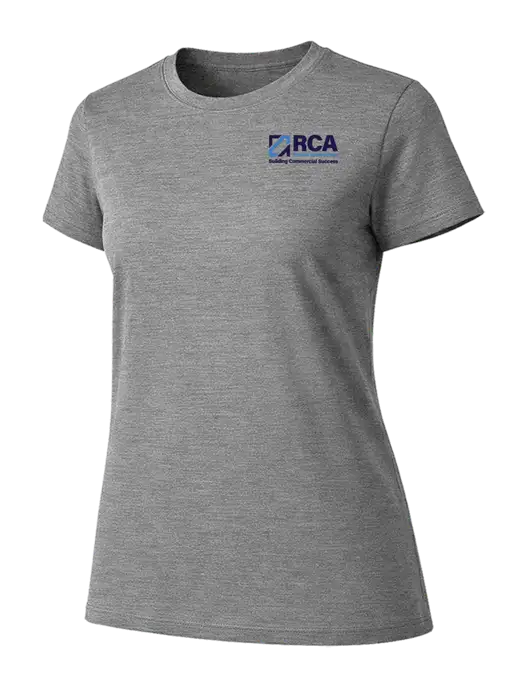 Womens Ring Spun Light Grey Heather 4.5 oz T-Shirt w/RCA Building Commercial Success Logo