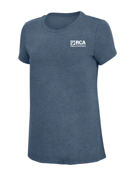 Womens Simply Soft Navy Frost 4.5oz  Poly/Combed Ring Spun Cotton T-Shirt w/RCA Building Commercial Success Logo