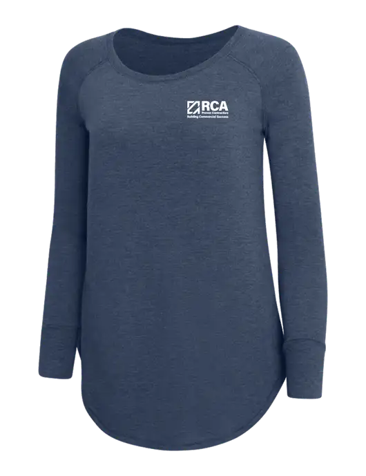 Womens Perfect Wide Collar Tunic Tri-Blend Navy Frost 4.5 oz T-Shirt w/RCA Building Commercial Success Logo