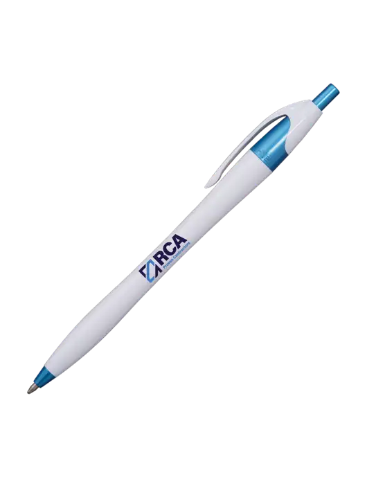 Novella White/Blue Shimmer Pen - Blue Ink w/RCA Logo
