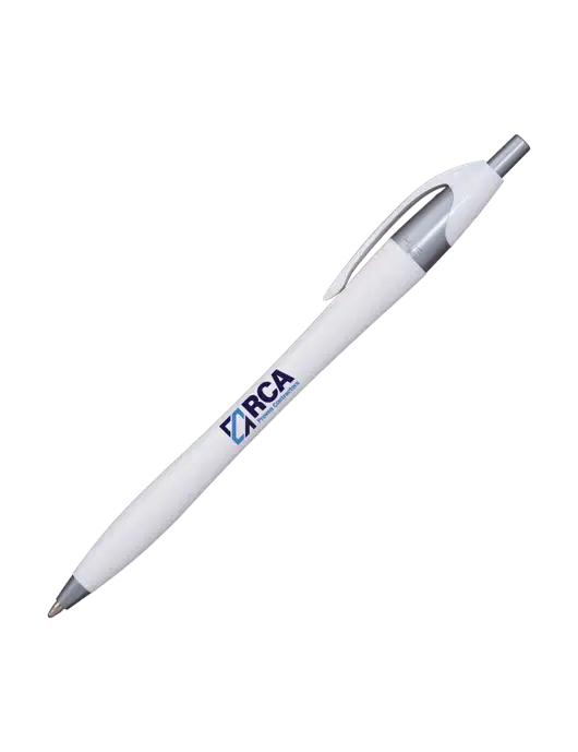 Novella White/Silver Shimmer Pen - Blue Ink w/RCA Logo