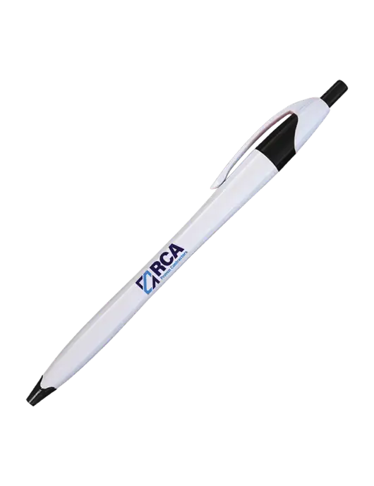 Novella White/Black Classic Pen - Blue Ink w/RCA Logo