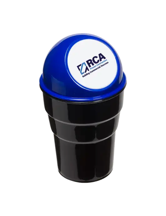 Blue Car Cup Holder Trash Can w/RCA Building Commercial Success Logo