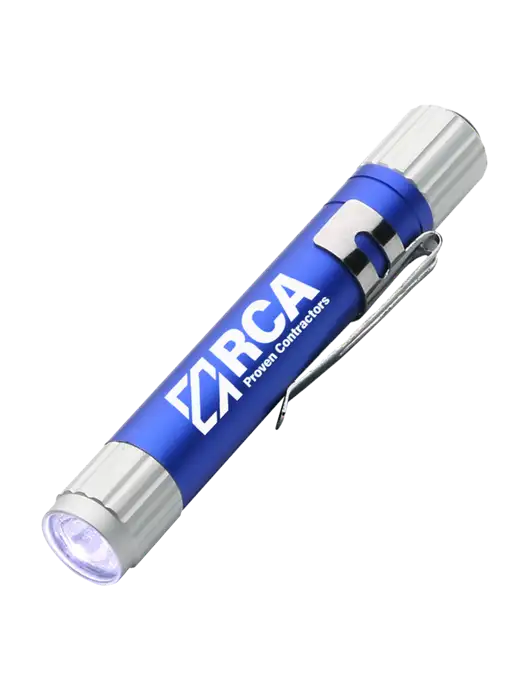 Blue Aluminum LED Penlight w/RCA Logo