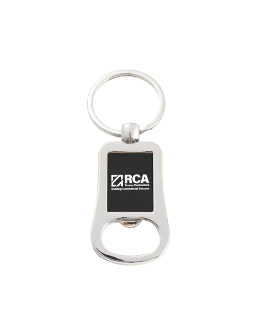 Silver & Black Bottle Opener Keychain w/RCA Building Commercial Success Logo