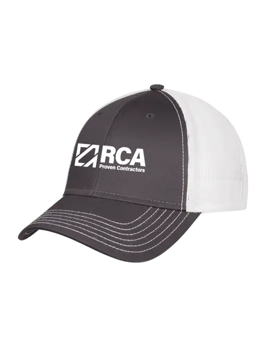 Dark Grey/White Mesh Trucker Cap Snap Back w/RCA Logo
