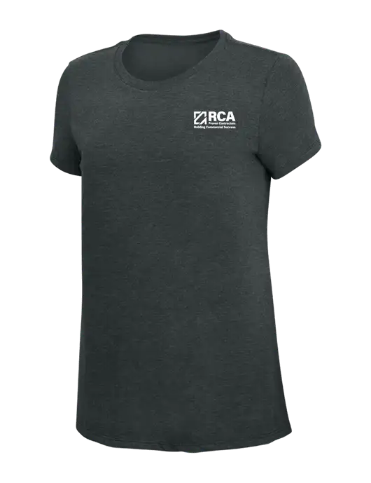 Womens Simply Soft Black Frost 4.5oz Poly/Combed Ring Spun Cotton T-Shirt w/RCA Building Commercial Success Logo