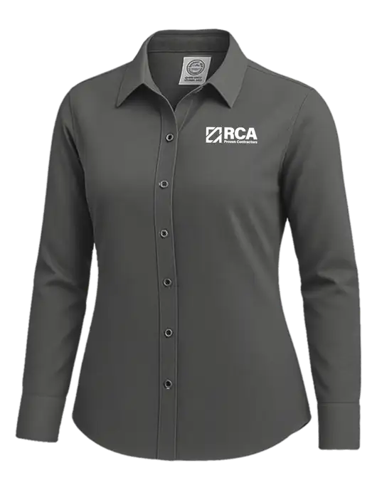 Brooks Brothers Womens Dark Grey Wrinkle-Free Stretch Nailhead Shirt w/RCA Logo