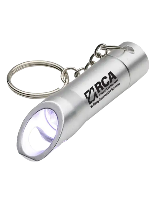 Silver Pocket LED Flashlight with Bottle Opener & Keychain w/RCA Building Commercial Success Logo