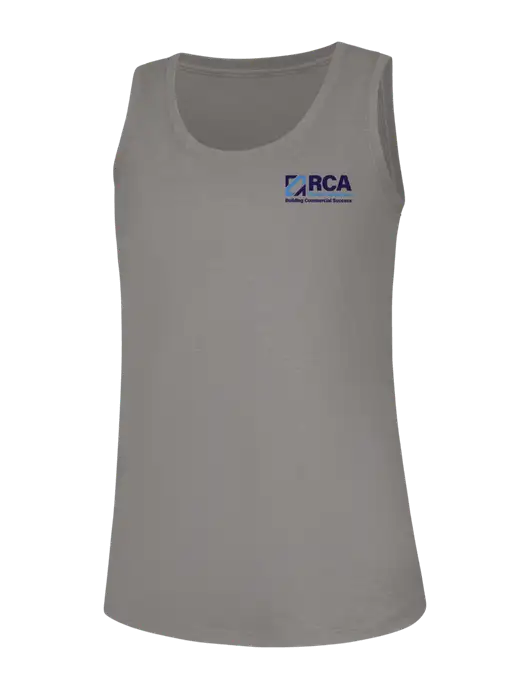Womens Light Grey Frost Perfect Tri Racerback Tank w/RCA Building Commercial Success Logo