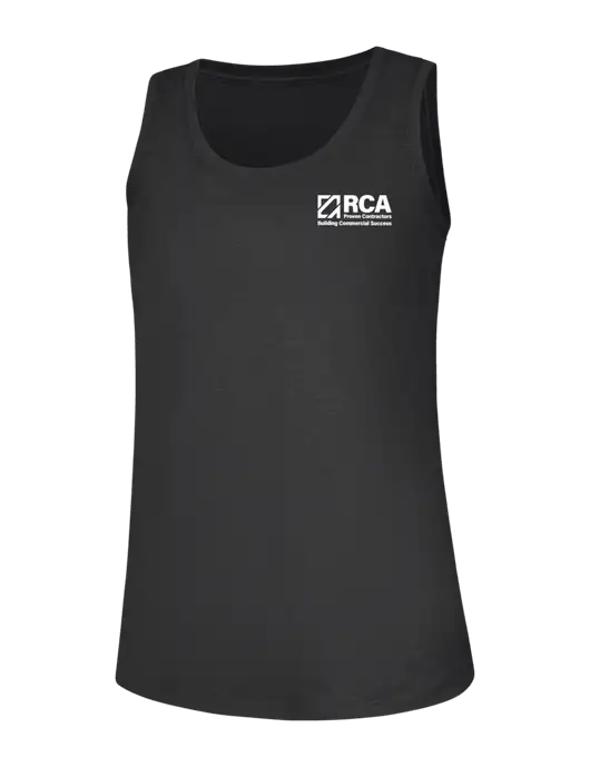 Womens Black Frost Perfect Tri Racerback Tank w/RCA Building Commercial Success Logo