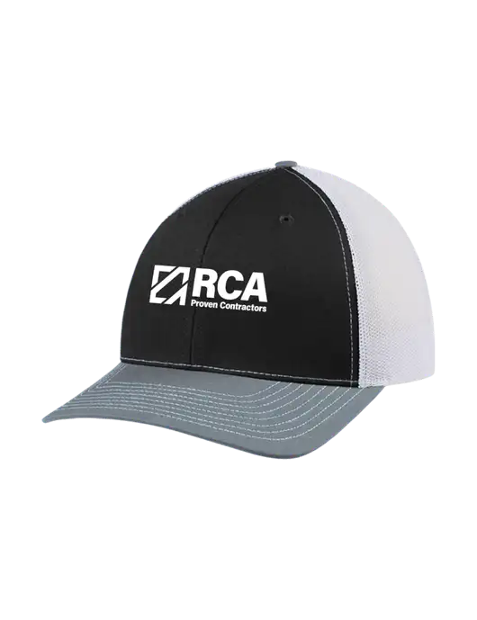 Richardson Adjustable Snapback Original 112 Trucker Cap Black/Light Heather Grey/White Mesh w/RCA Logo