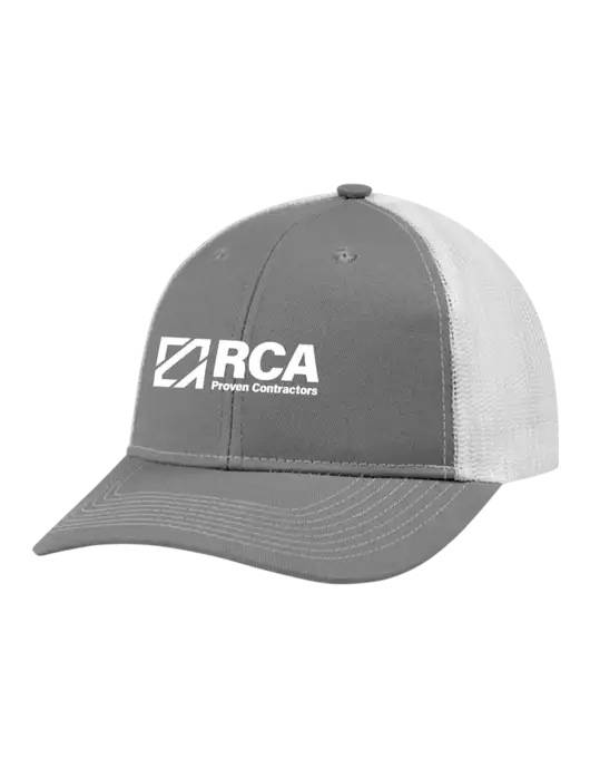 Snapback Ponytail Trucker Cap Light Medium Heather Grey w/White Mesh w/RCA Logo