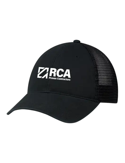 Richardson 111 Garment Washed Trucker Cap Black w/Black Mesh w/RCA Logo