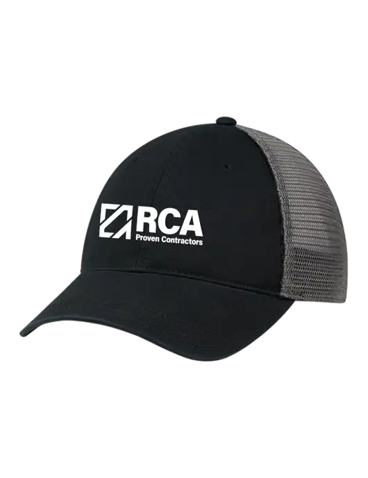 Richardson 111 Garment Washed Trucker Cap Black w/Charcoal Mesh w/RCA Logo