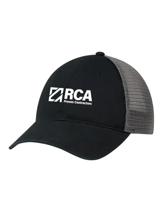 Richardson 111 Garment Washed Trucker Cap Black w/Charcoal Mesh w/RCA Logo