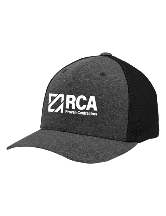 Flexfit Black/Dark Charcoal Heather Melange Mesh Back Trucker Cap w/RCA Logo