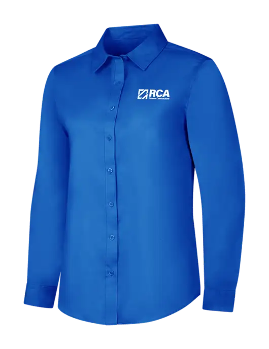 Womens Long Sleeve Royal Blue Superpro React Twill Shirt w/RCA Logo