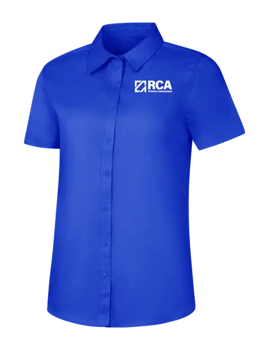 Womens Short Sleeve Dark Royal Superpro React Twill Shirt w/RCA Logo