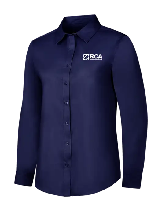 Navy Womens Long Sleeve Superpro React Twill Shirt w/RCA Logo