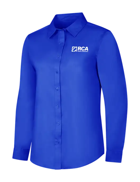 Womens Long Sleeve Dark Royal Superpro React Twill Shirt w/RCA Logo