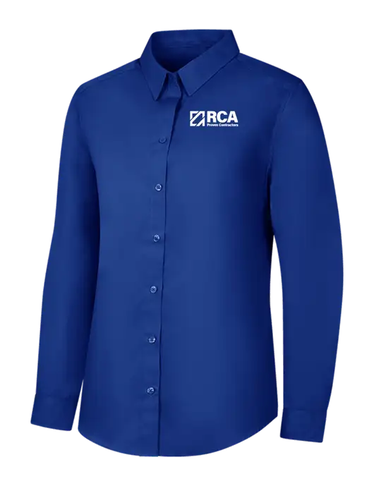 Womens Royal Long Sleeve Carefree Poplin Shirt w/RCA Logo