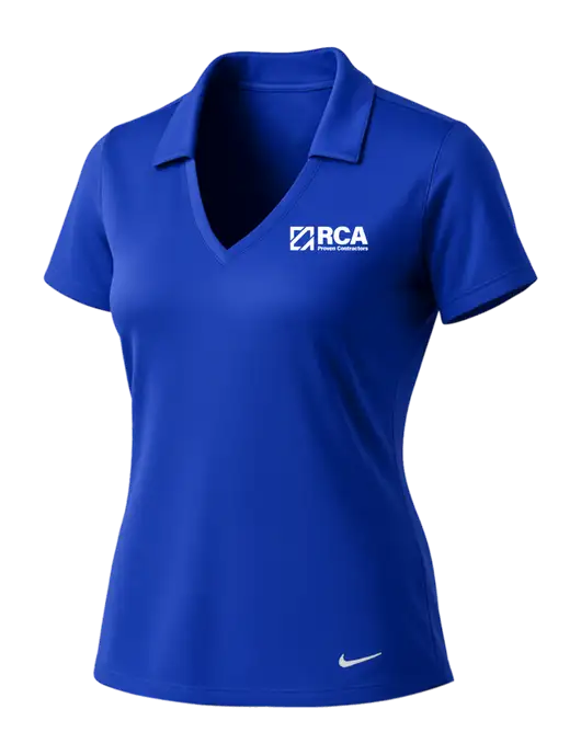 NIKE Dark Royal Womens Dri-Fit Vertical Mesh Polo w/RCA Logo