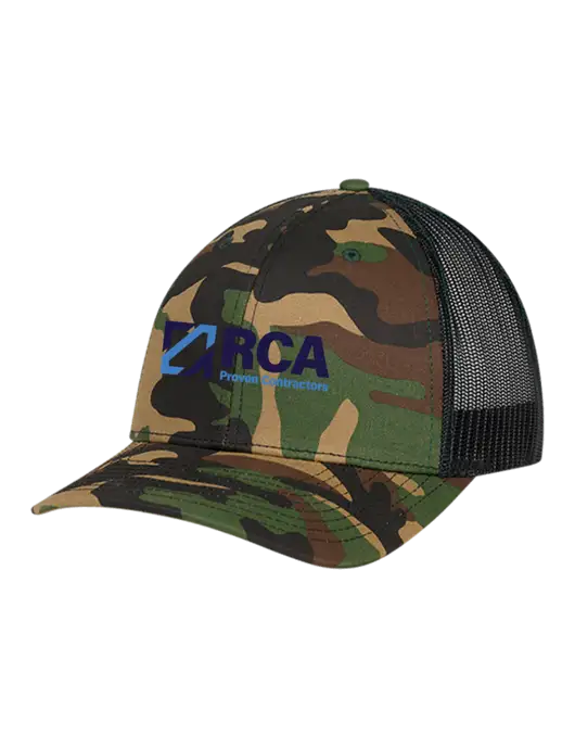 Richardson Adjustable Snapback Original 112P Trucker Cap Army Camo/Black  w/RCA Logo