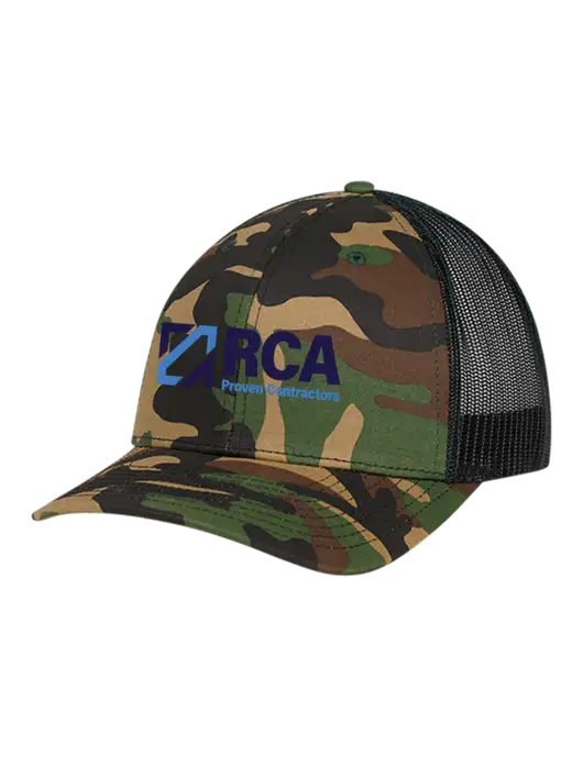 Richardson Adjustable Snapback Original 112P Trucker Cap Army Camo/Black  w/RCA Logo