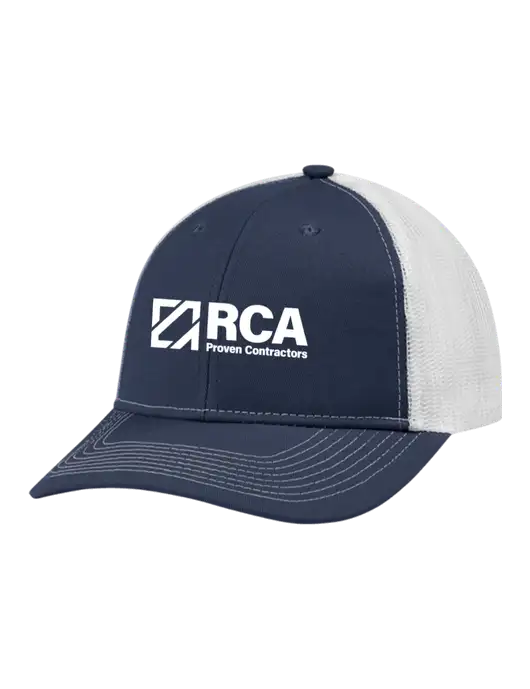 Snapback Ponytail Trucker Cap Navy w/White Mesh w/RCA Logo